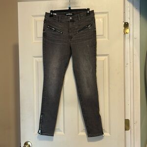 Express High Rise Ankle Jeans Size 6 Gray Denim